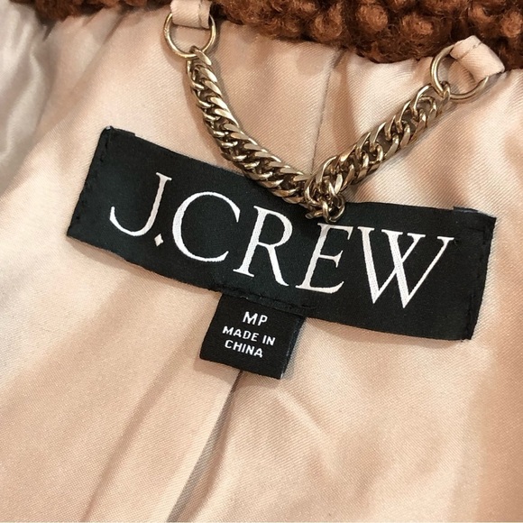 J. Crew long teddy coat faux fur sherpa persian lamb brown MP - Picture 7 of 12